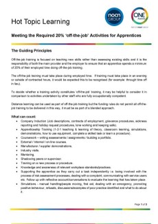 Hot Topic Learning - Meeting the Required 20% 'off-the-job' Activities for Apprentices